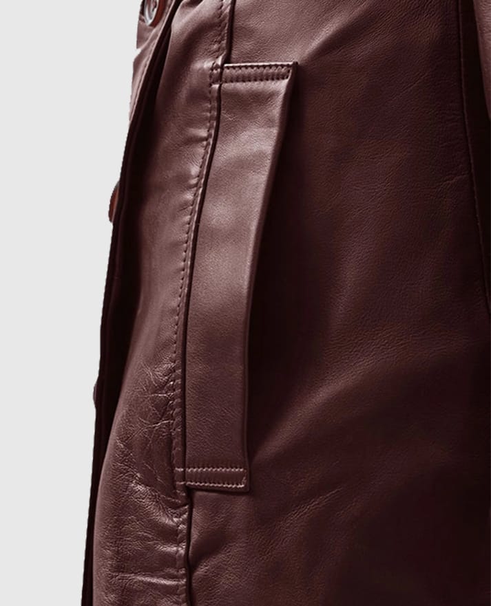 Women's Soft Maroon Wax Halcon Leather Trench Coat