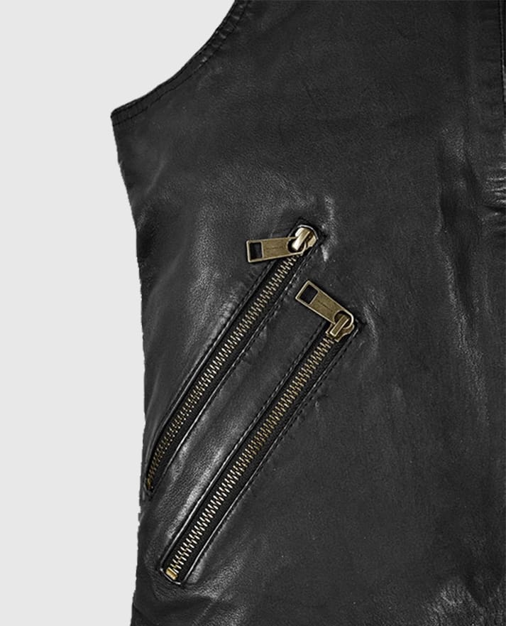 Classic Men’s Black Biker Leather Vest