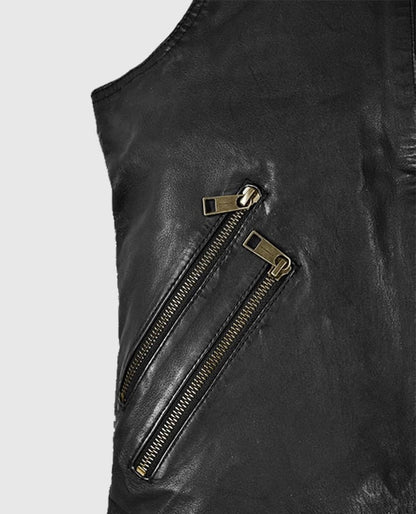 Classic Men’s Black Biker Leather Vest