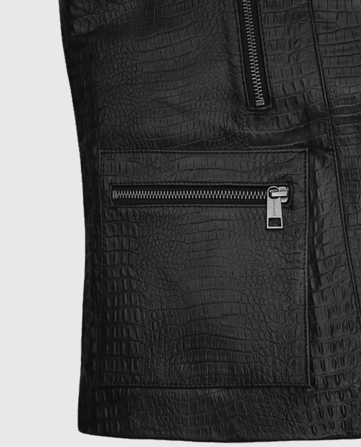 Men’s Crocodile Pattern Biker Leather Vest