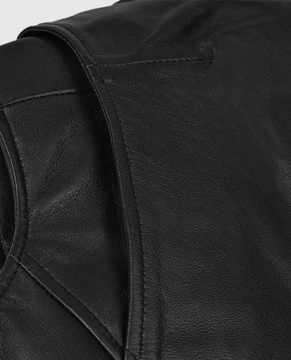 Men’s Black Belted Biker Vest with White Highlights