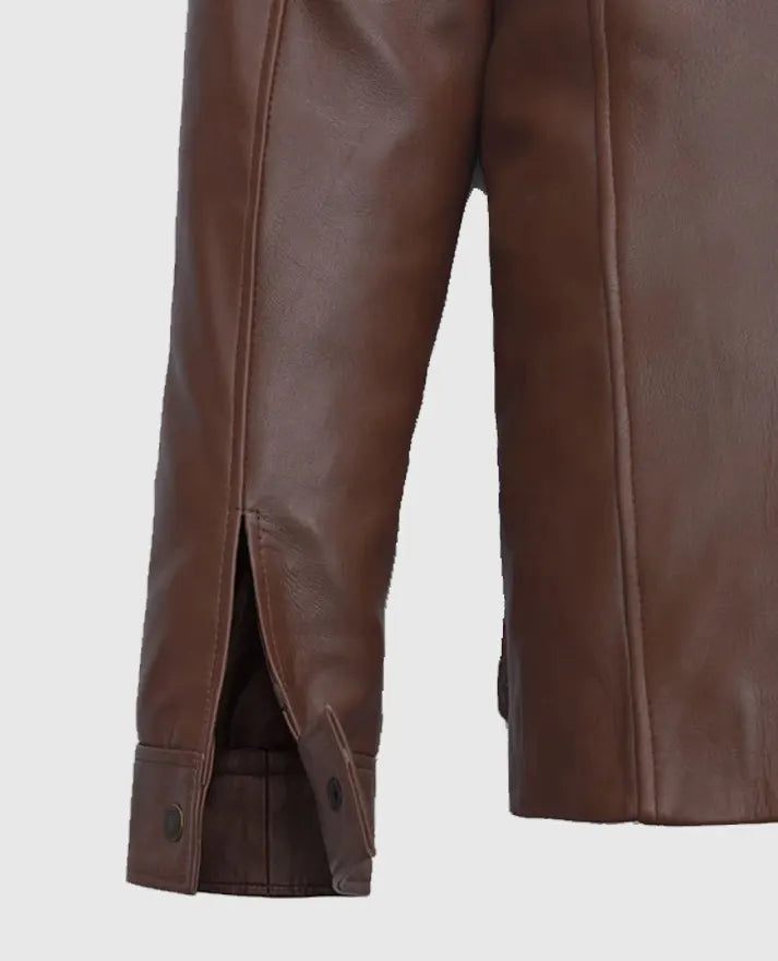 Men’s Shirt Style Brown Leather Jacket