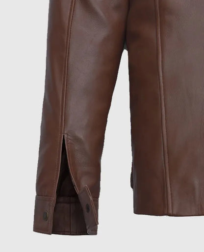 Men’s Shirt Style Brown Leather Jacket