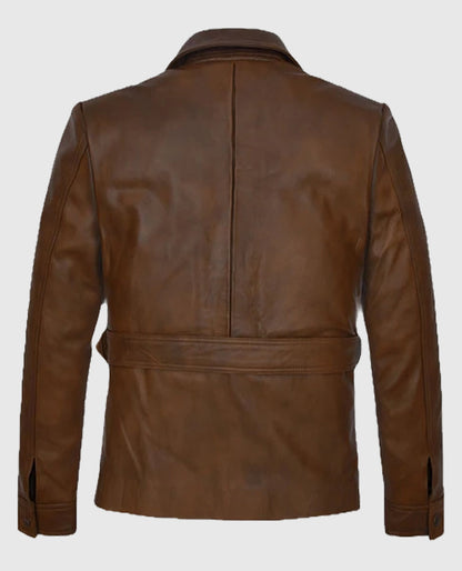 The Kingsman Harris Dickinson Brown Leather Jacket