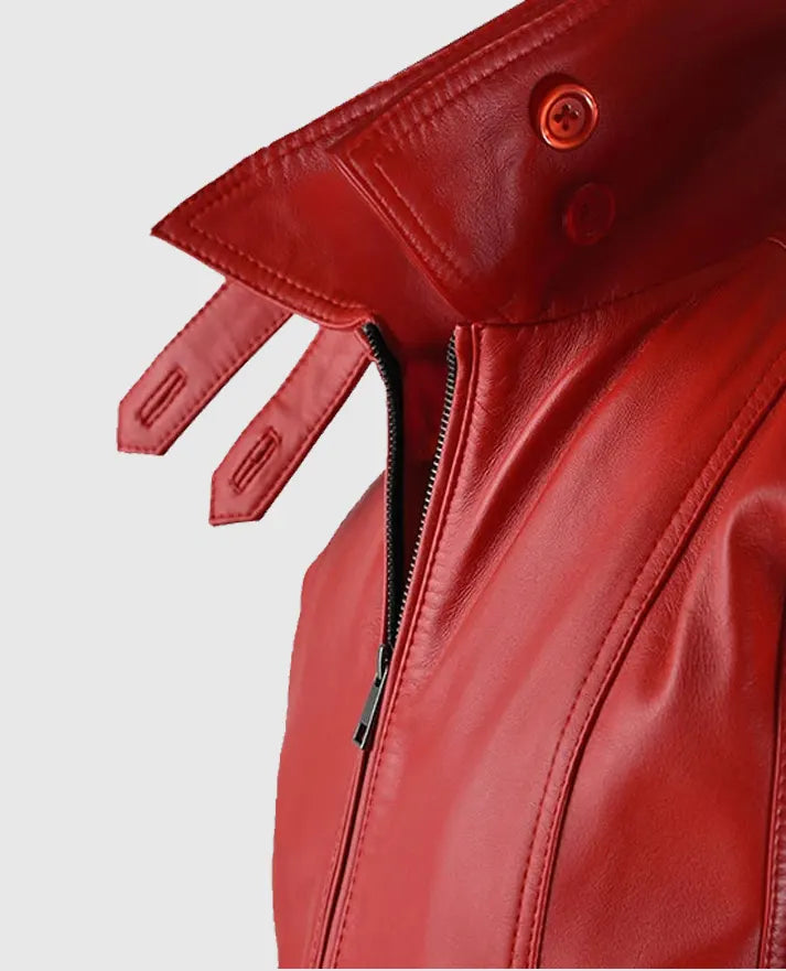 Men’s Red Bomber Leather Jacket 