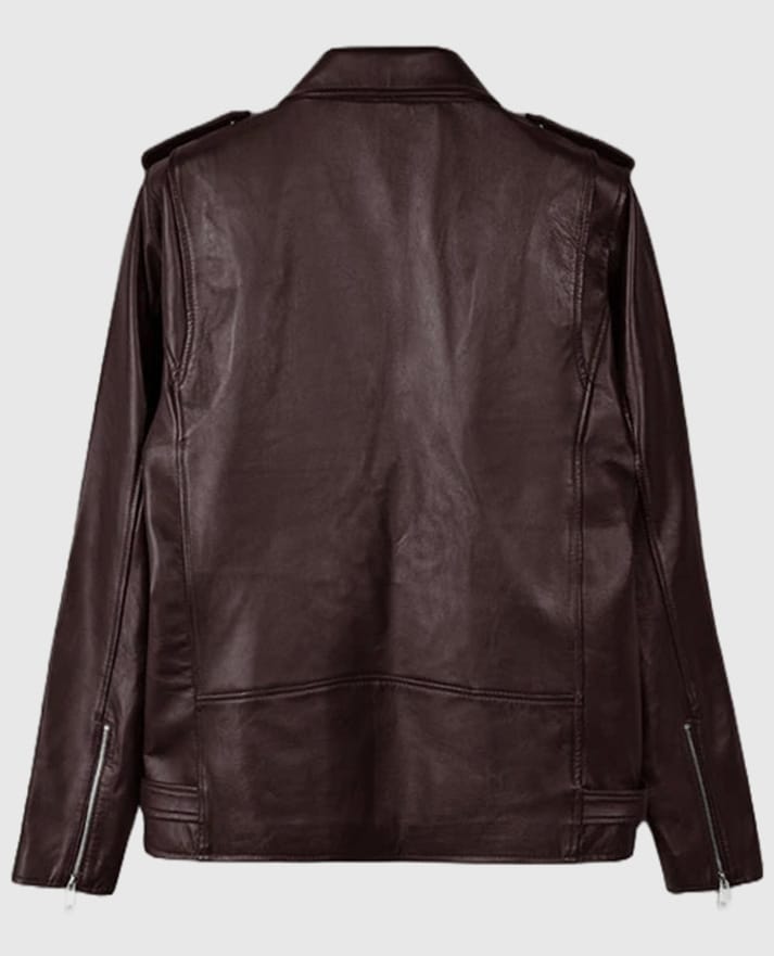 Joe Jonas Maroon Leather Jacket
