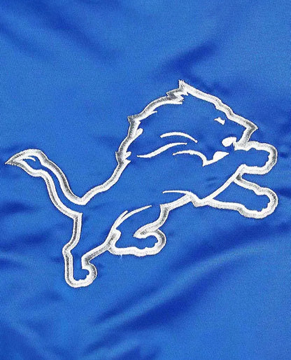 Detroit Lions The Pick and Roll Blue Satin Jacket