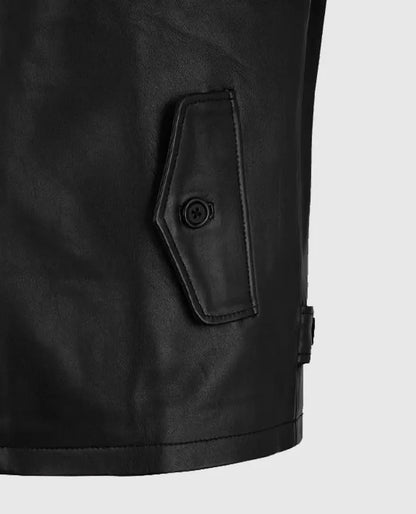 Men's Black Cafe Racer Leather Jacket 