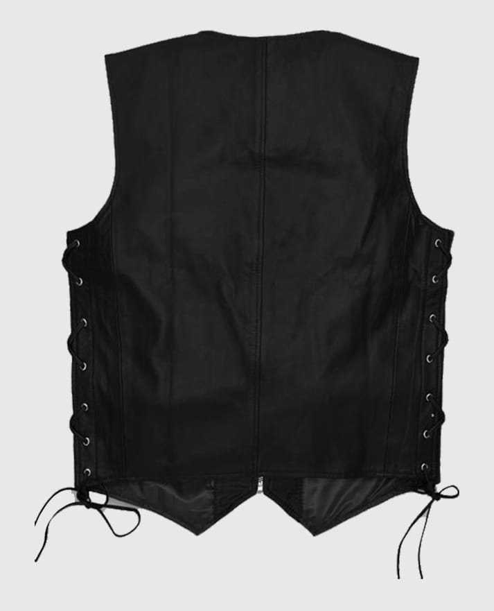 Men’s Casual Black Laced Leather Vest