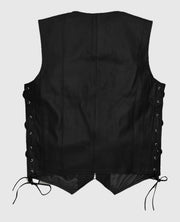 Men’s Casual Black Laced Leather Vest