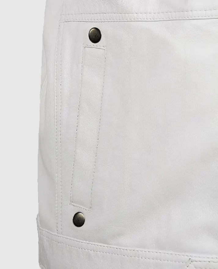 Men’s White Motorcycle leather Jacket