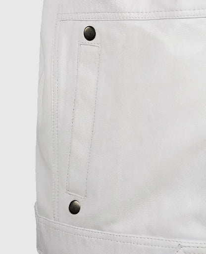 Men’s White Motorcycle leather Jacket