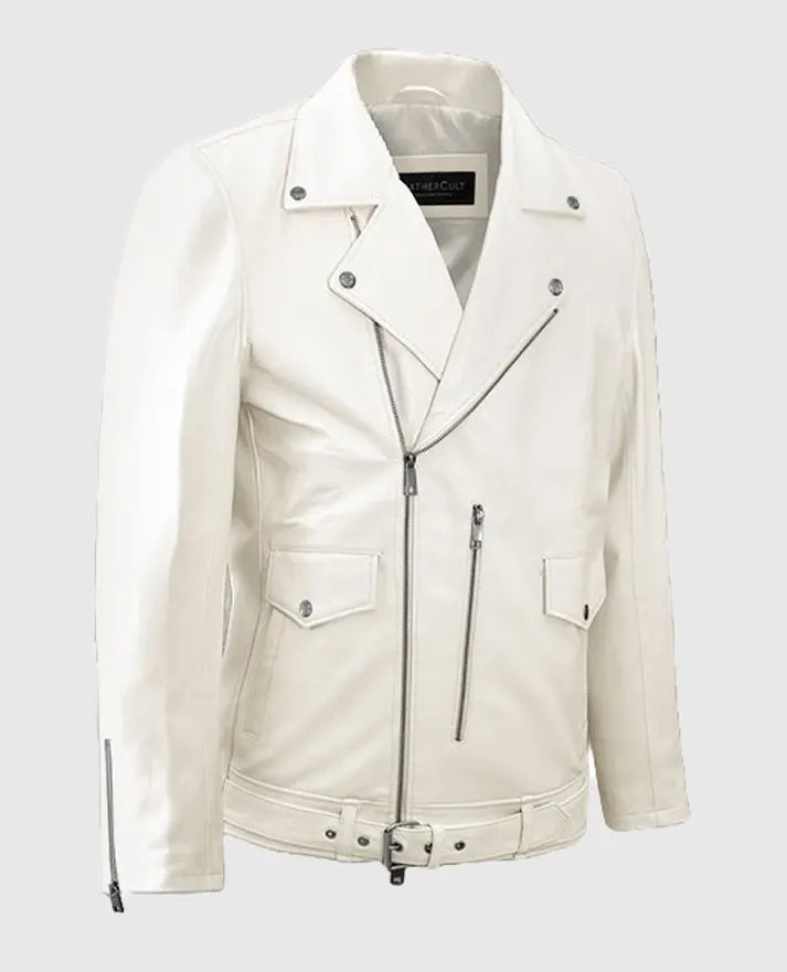 Nick Jonas White Leather Jacket