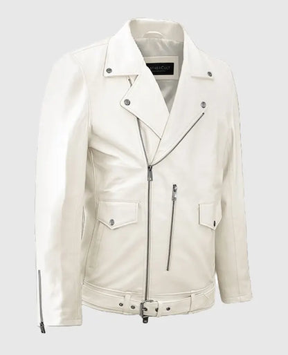 Nick Jonas White Leather Jacket