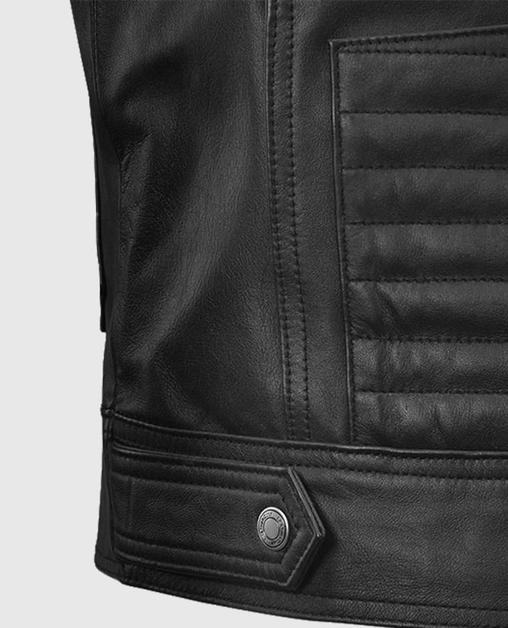 Men’s Black Bikers Quilted Leather Vest