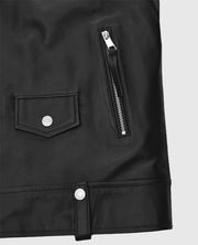 Ansel Elgort Biker Black Leather Jacket