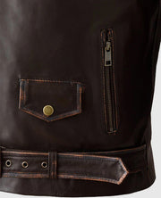 Men's Enforcer Dark Brown Biker Leather Jacket