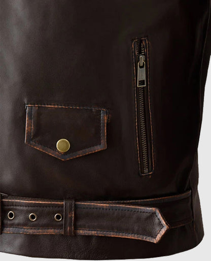 Men's Enforcer Dark Brown Biker Leather Jacket