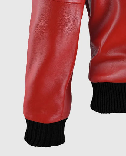 Men’s Red Bomber Leather Jacket 