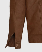 Men’s Brown Leather Trucker Jacket