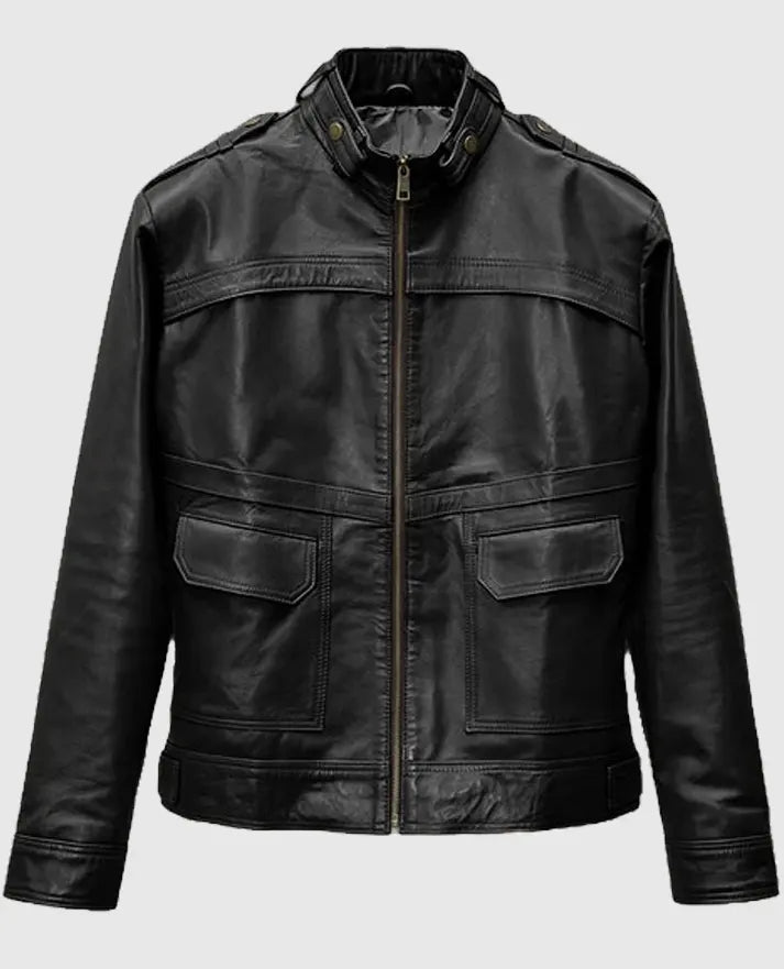 Men's Military Inspired Leather Jacket 