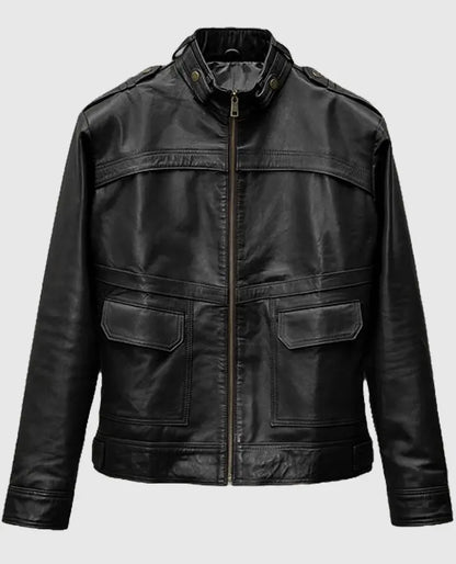 Men's Military Inspired Leather Jacket 