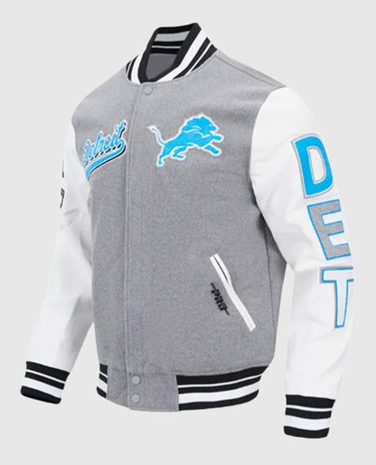 Detroit Lions Script Tail Classic Rib Varsity Jacket