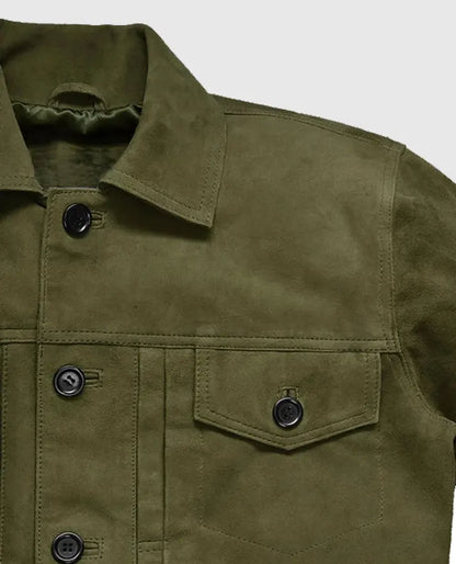Ryan Reynolds Olive Suede Leather Jacket