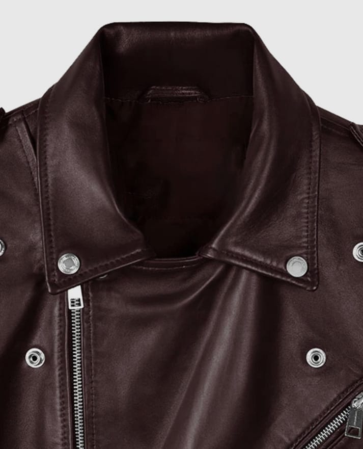 Joe Jonas Maroon Leather Jacket