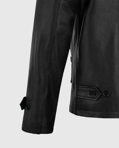 Men's Black Cafe Racer Leather Jacket 