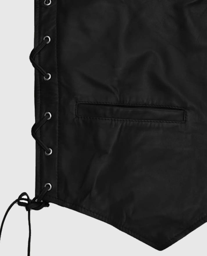 Men’s Casual Black Laced Leather Vest
