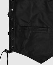 Men’s Casual Black Laced Leather Vest