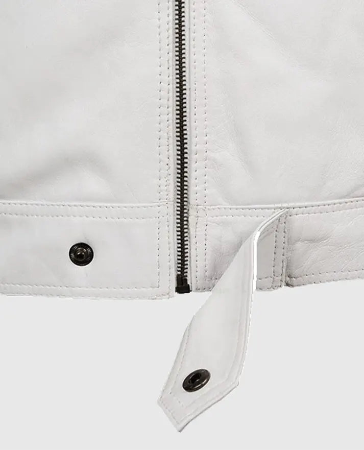 Men’s White Motorcycle leather Jacket