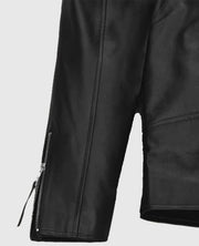Ansel Elgort Biker Black Leather Jacket