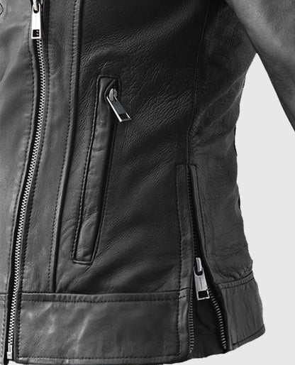 Karen Gillan Black Leather Jacket