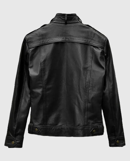 Men's Military Inspired Leather Jacket 