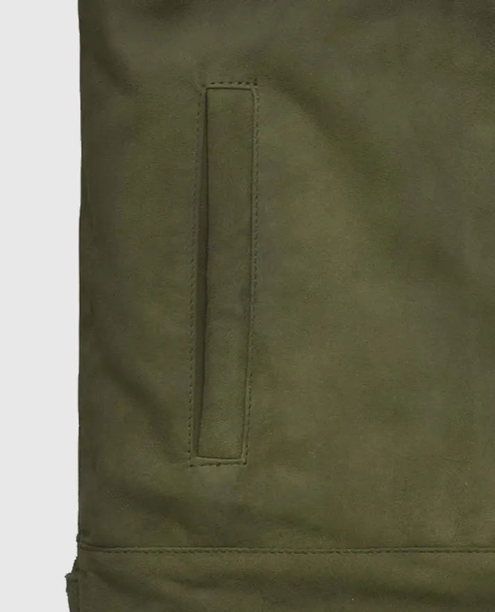 Ryan Reynolds Olive Suede Leather Jacket