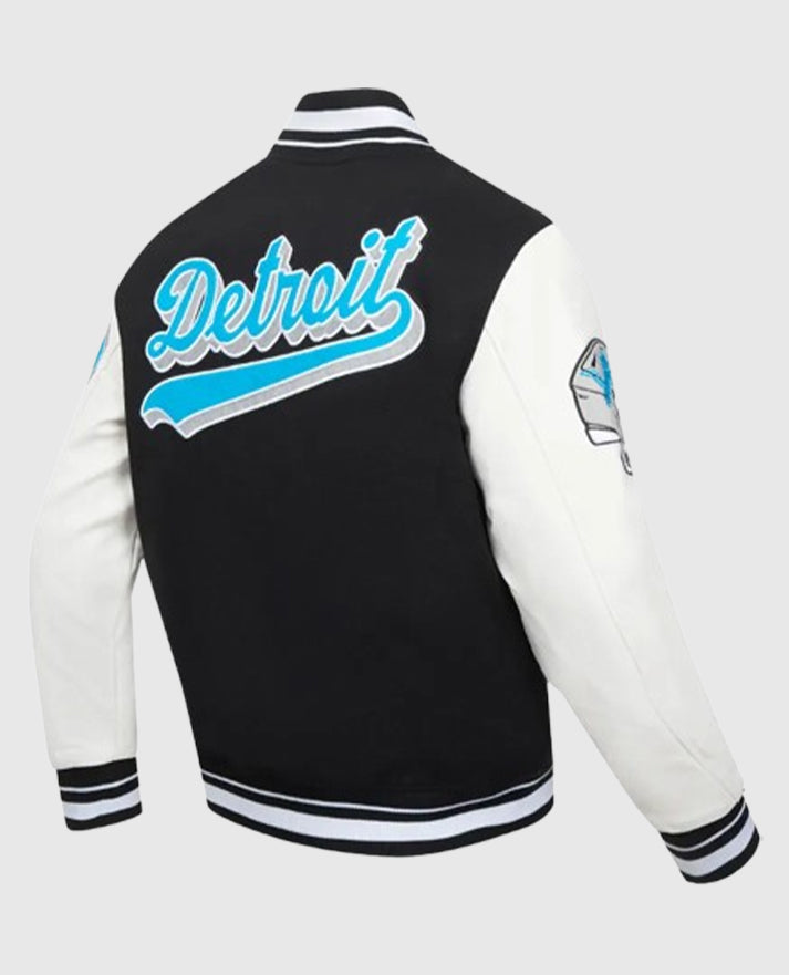 Detroit Lions Script Tail Classic Rib Varsity Jacket
