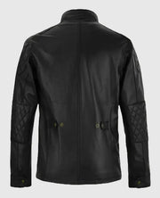 Vin Diesel Black Leather Jacket with Red Stripes