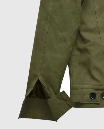 Ryan Reynolds Olive Suede Leather Jacket