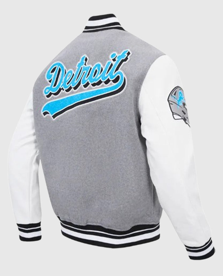 Detroit Lions Script Tail Classic Rib Varsity Jacket