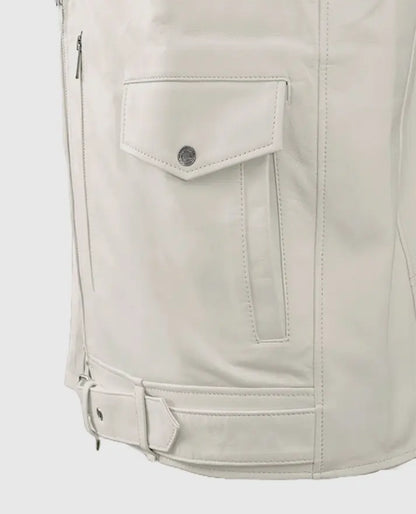 Nick Jonas White Leather Jacket