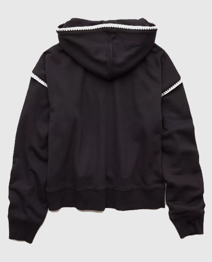 AE Contrast Stitch Black Pullover Hoodie