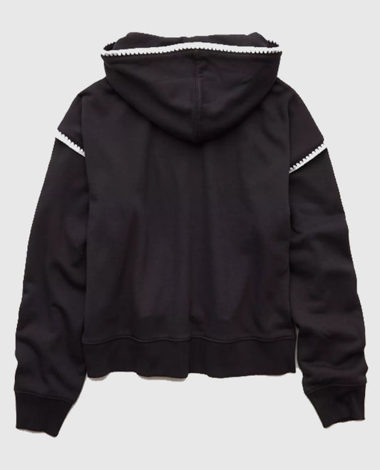 AE Contrast Stitch Black Pullover Hoodie