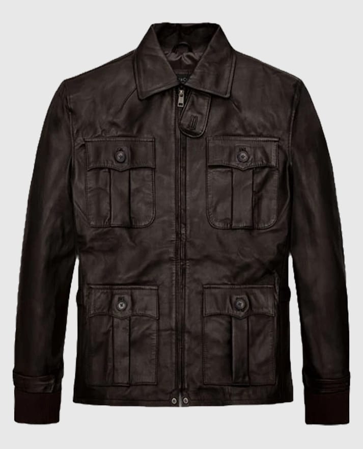 Aaron Eckhart Brown Leather Jacket