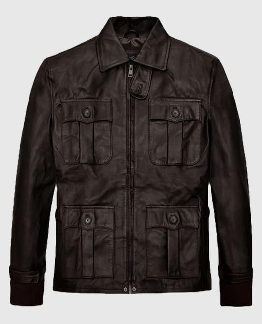Aaron Eckhart Brown Leather Jacket