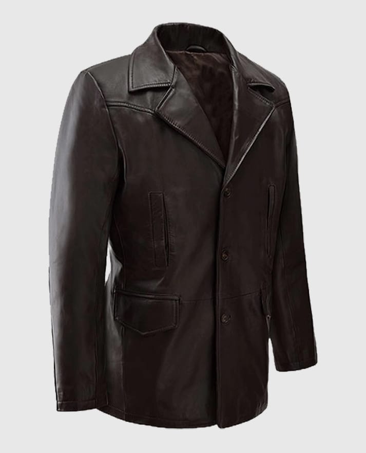 Aaron Eckhart Love Happens Brown Leather Coat