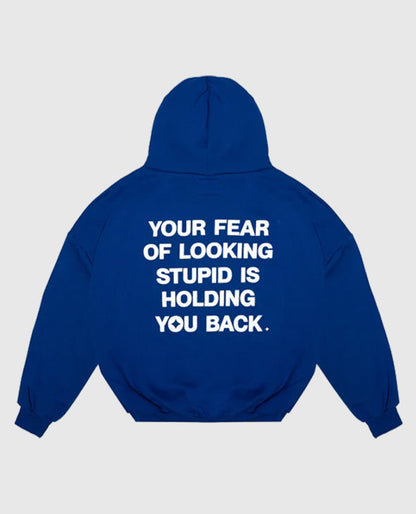 Alchemai Fear of Looking Stupid Blue Fleece Hoodie