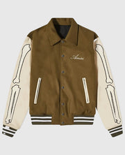 Amiri Bones Letterman Brown Wool Shirt collar Jacket