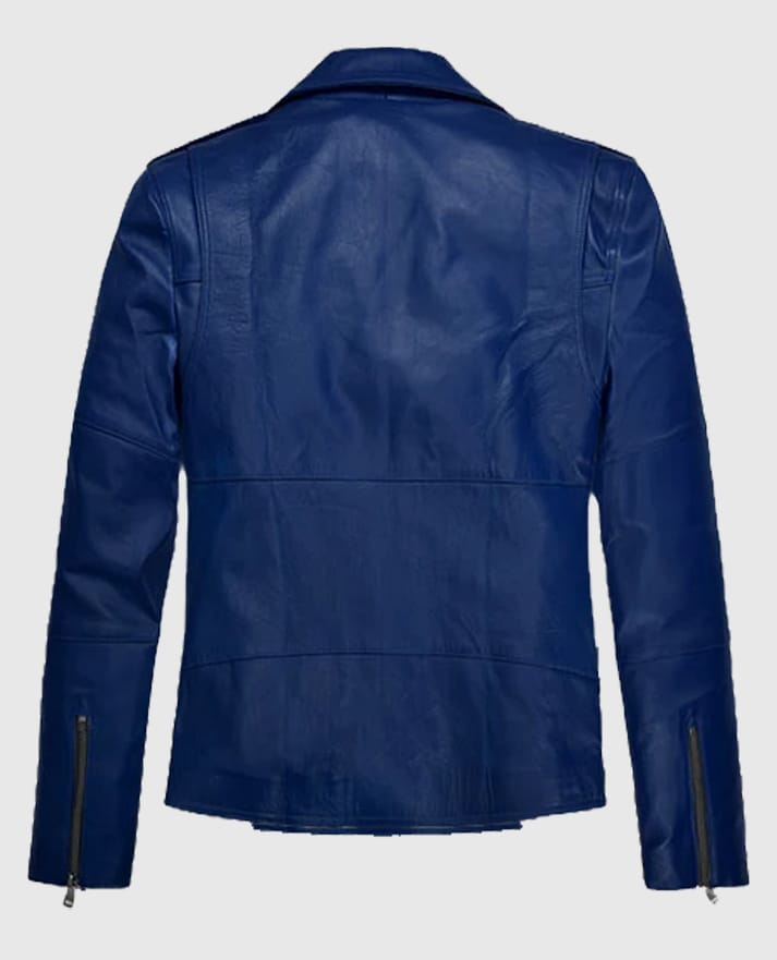 Antonio Banderas Blue Leather Biker Jacket